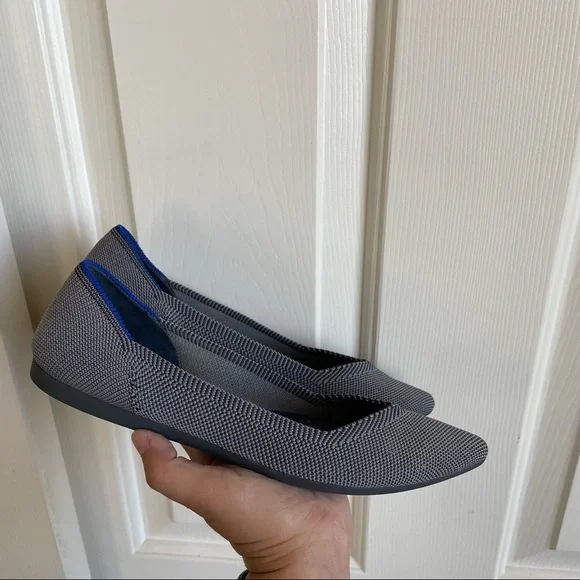 Rothy’s Women's Gray The Point Flat Shoes Cloud Grey Birdseye Sz 7 - Picture 4 of 13